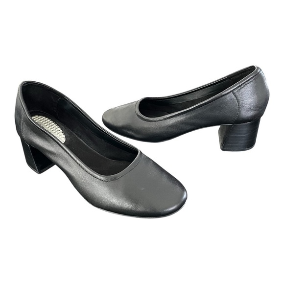 COM+SENS Womens 6.5 Lucianie Black Round Toe Soft Leather Block Heel Pump - Picture 4 of 8